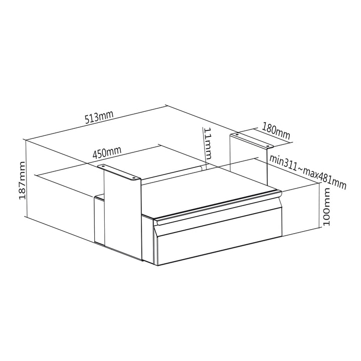 Tiroir sous-bureau ergonomique noir max 5kg Maclean MC-875