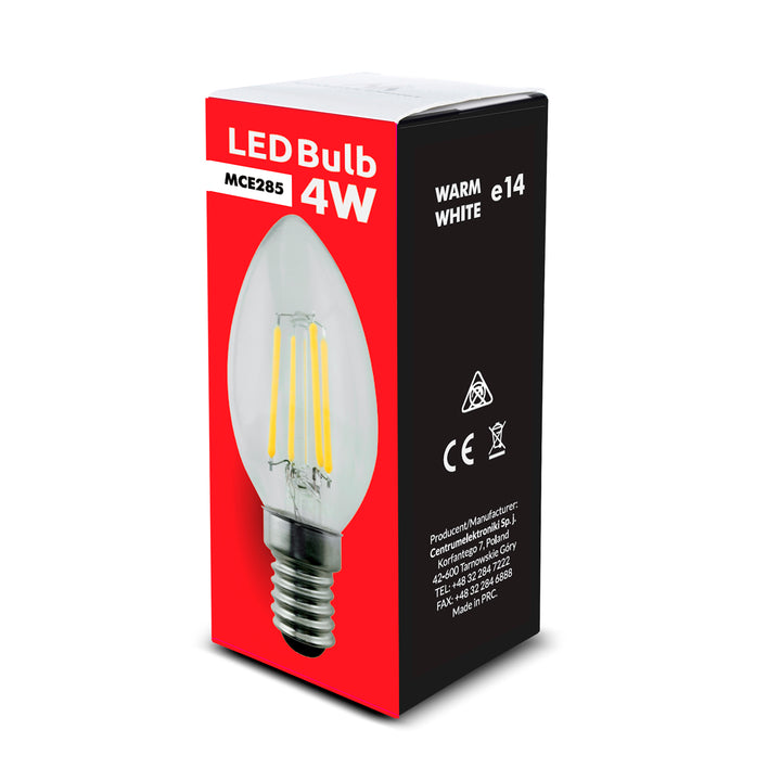 Rétro Edison ampoule à filament LED vintage blanc chaud C37 (E14 4W 400lm)