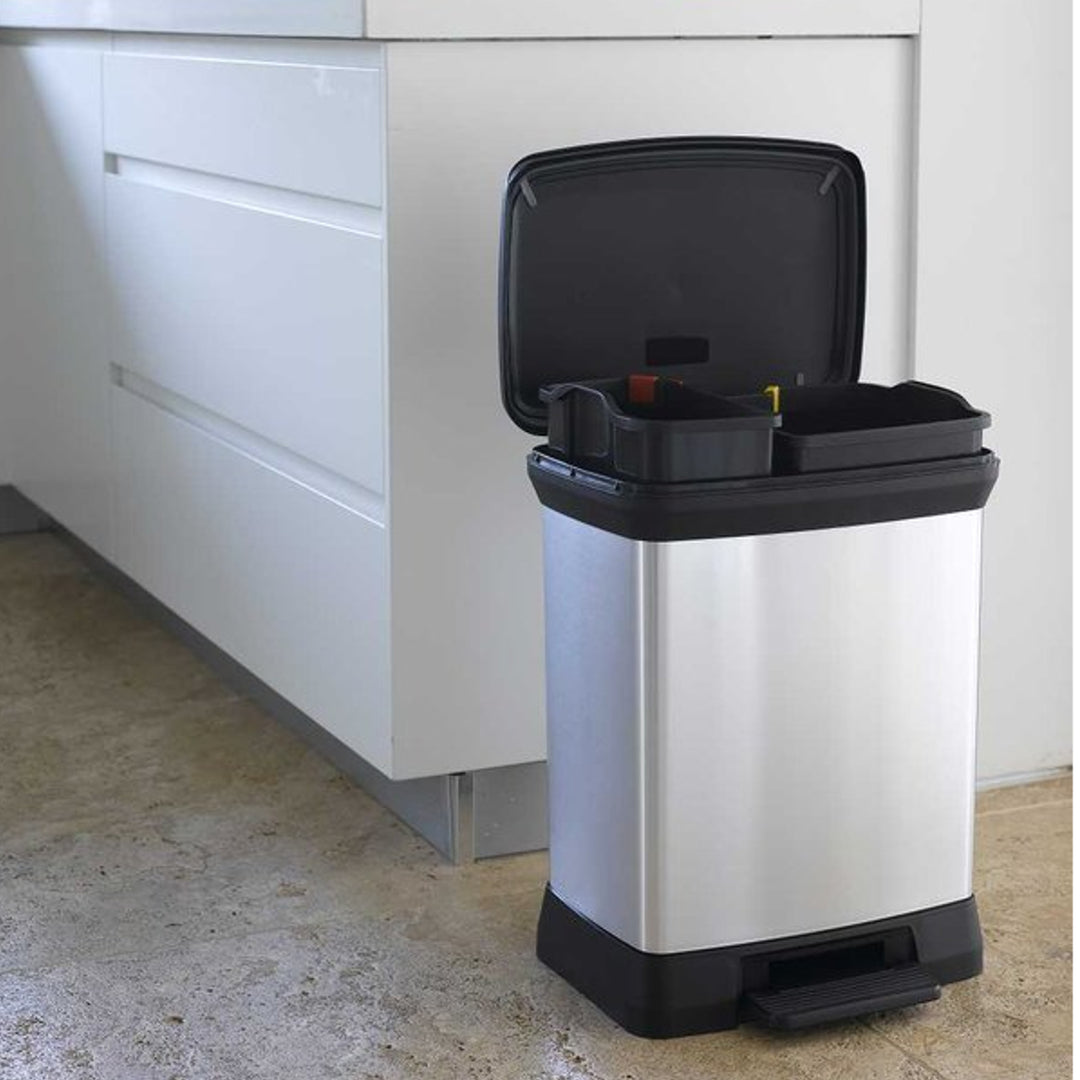 Poubelle avec pédale pour ségrégation Curver Deco Bin métallisé 10 + 18L