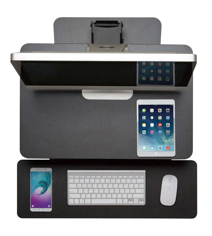 Poste de travail assis-debout Fixation de bureau pour clavier et moniteur ou ordinateur portable Maclean MC-882