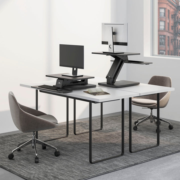 Poste de travail assis-debout Fixation de bureau pour clavier et moniteur ou ordinateur portable Maclean MC-882