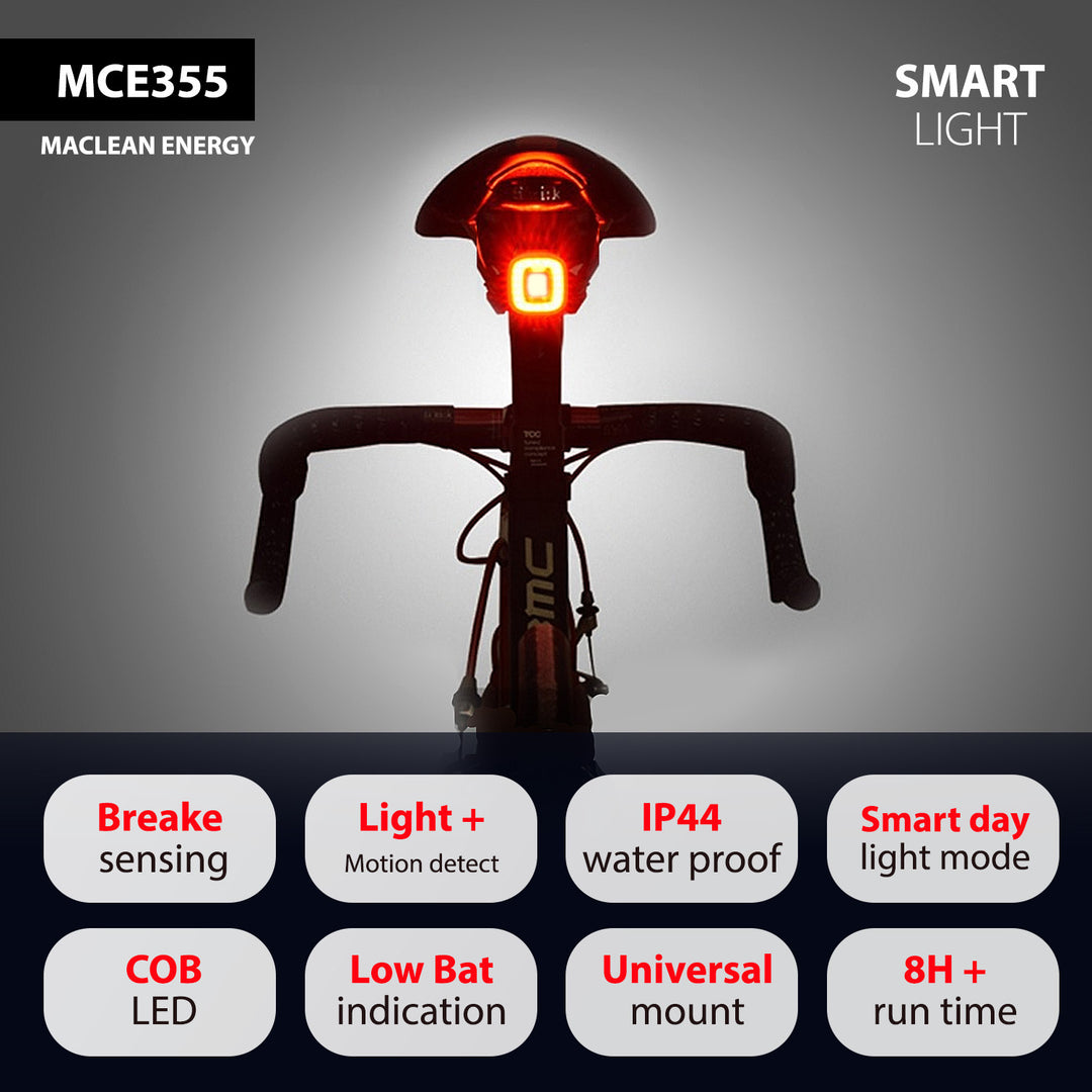 Lampe vélo arrière LED 3 modes Maclean MCE355 37x37x16mm