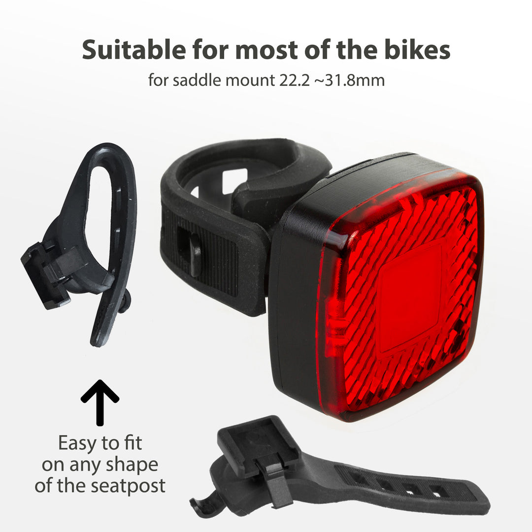 Lampe vélo arrière LED 3 modes Maclean MCE355 37x37x16mm