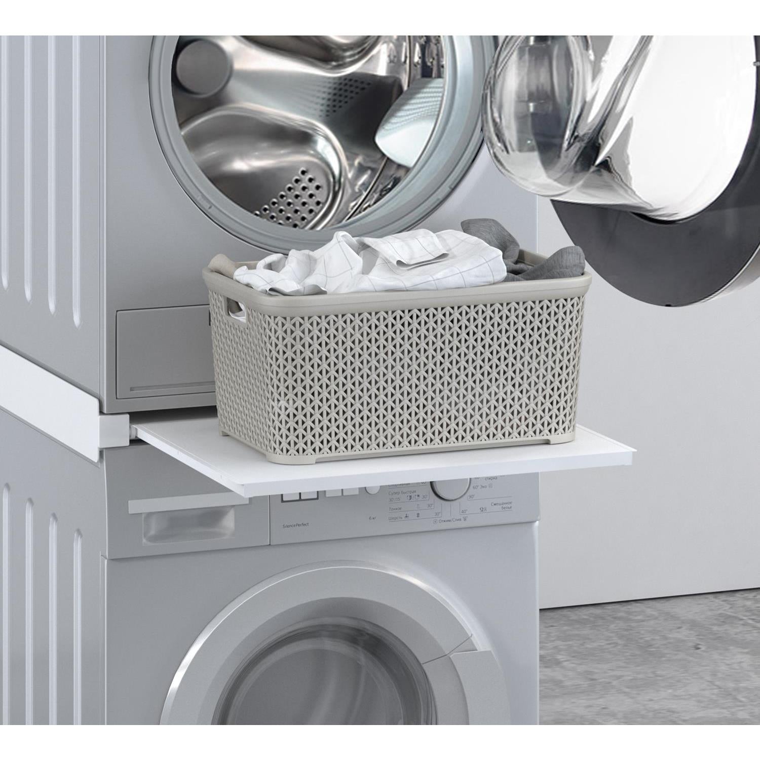 Cadre universel pour machine à laver et sèche-linge, accessoires de machine  à laver and sèche-linge, cadre intermédiaire pour machine à laver et sèche- linge avec corde à cliquet, 47-60 cm : : Gros
