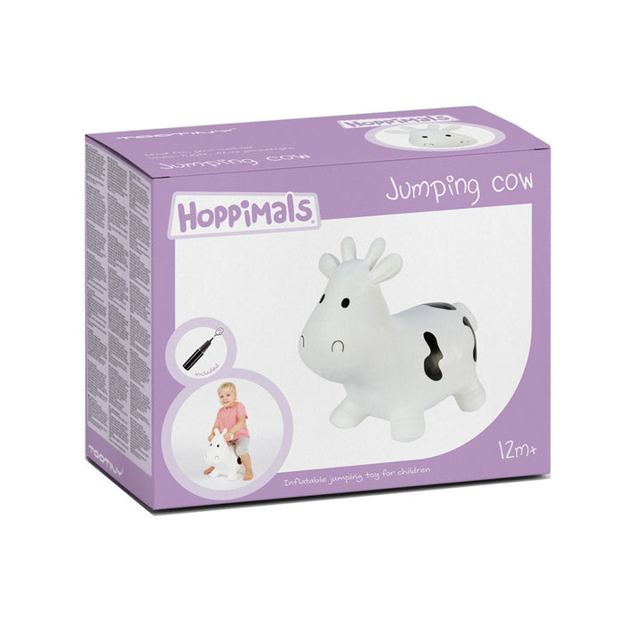 Hoppimals Tootiny Vache Jouet Gonflable à sauter en caoutchouc de Haute qualité Pompe comprise Blanc