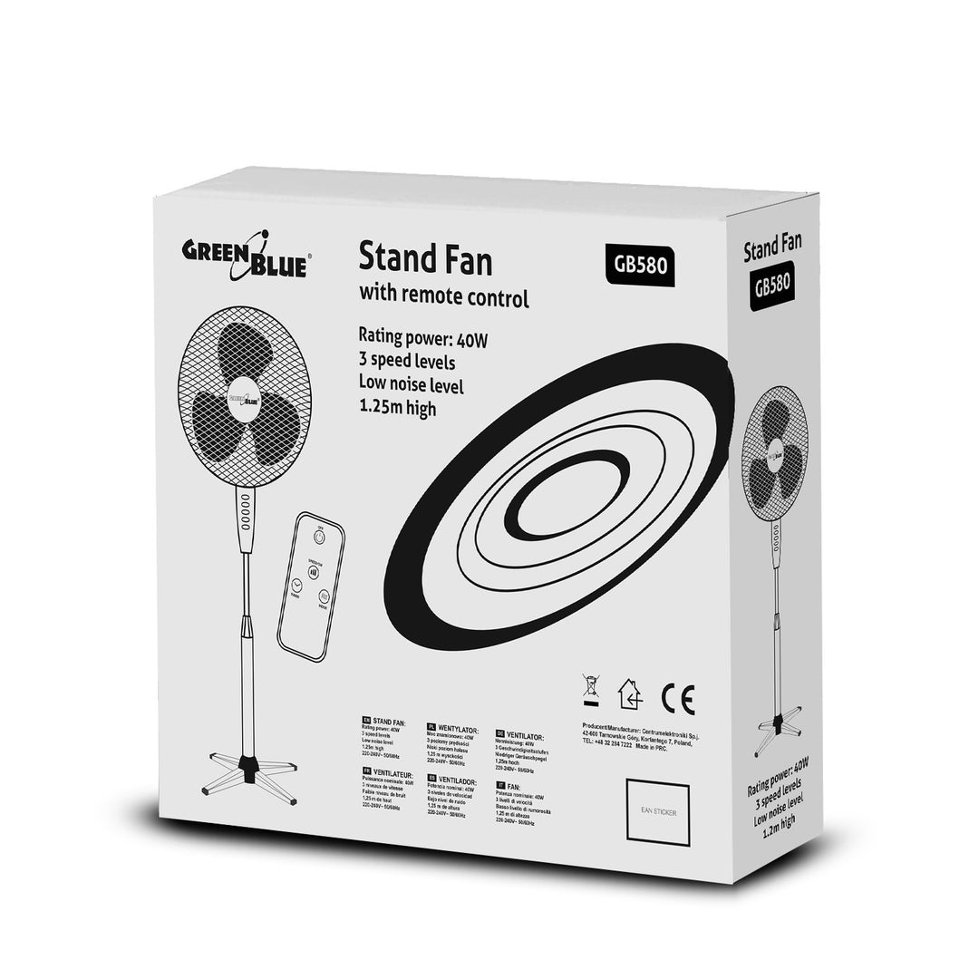 Ventilateur sur pied 40W avec 3 niveaux de vitesse GreenBlue GB580