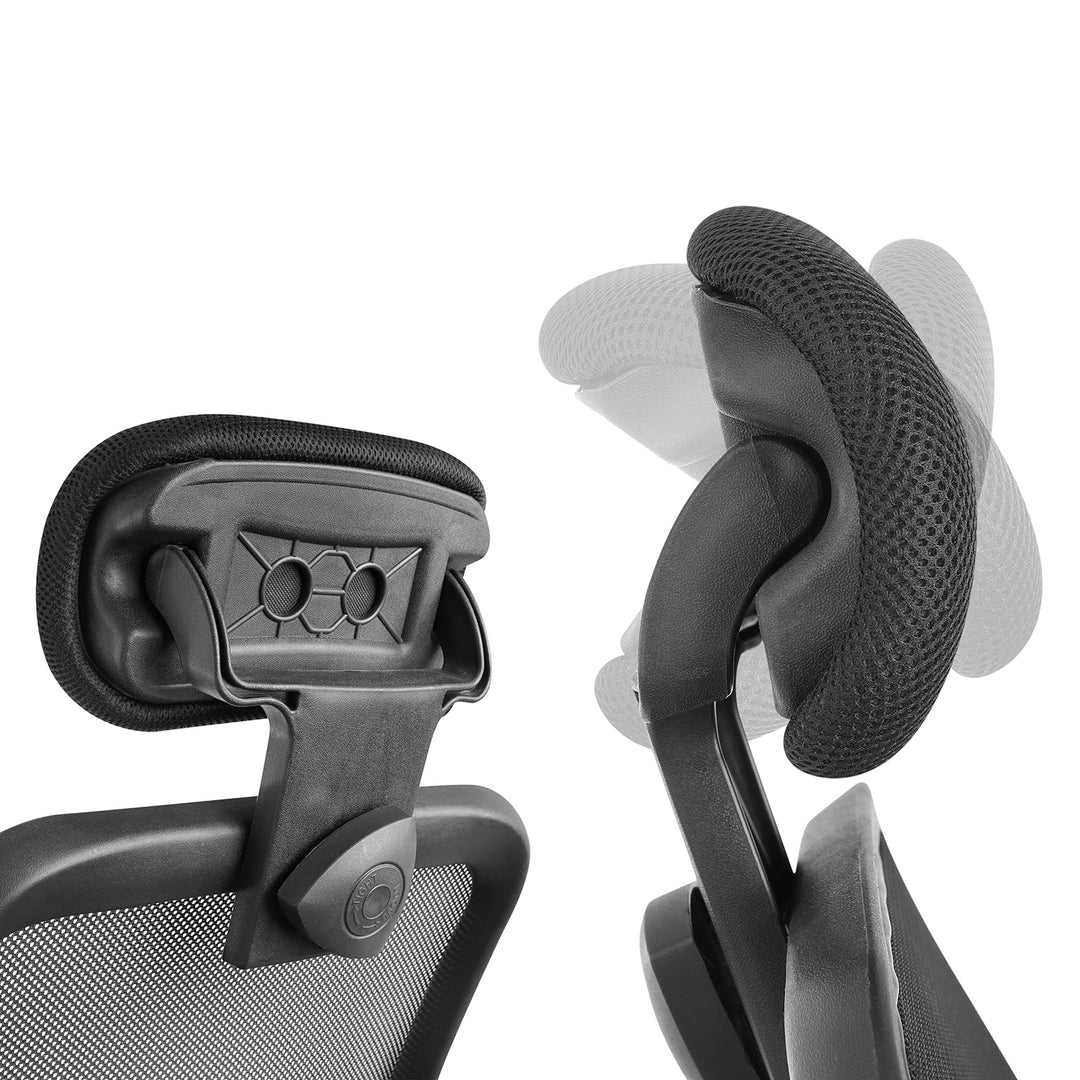 Chaise de bureau noir. Fauteuil de bureau pivotant avec appui-tête et hauteur d'assise réglables ErgoOffice