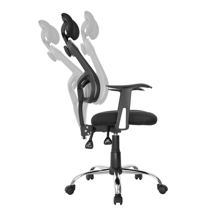 Chaise de bureau noir. Fauteuil de bureau pivotant avec appui-tête et hauteur d'assise réglables ErgoOffice