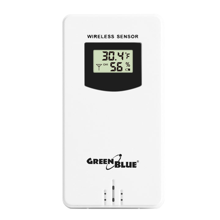 GreenBlue GB213 Station météo sans fil avec chargeur Qi Lumière d'ambiance Base Prévisions météo Calendrier Réveil fonction snooze Capteur externe Intérieur et extérieur Thermomètre Écran couleur