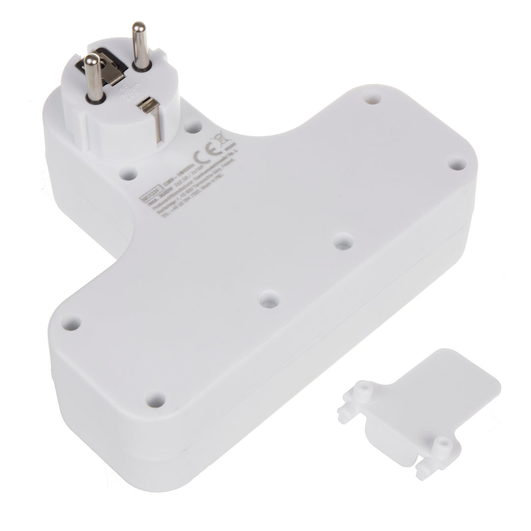 Multiprise Maclean quadruple avec interrupteur marche/arrêt, pied de stabilisation, Type E, 2x2.5A, 2x16A, MCE224