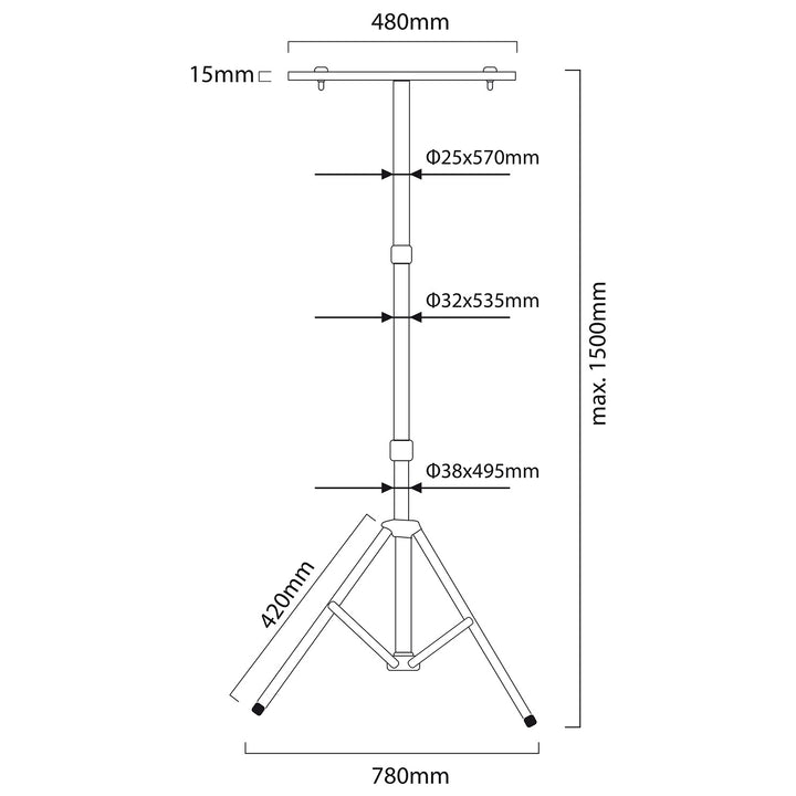 Trépied pour projecteurs 62-150cm Maclean MCE583 Travail Chantier