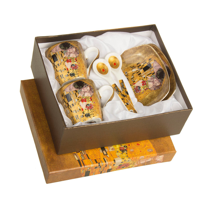 Service de tasses expresso en porcelaine Baiser Gustav Klimt