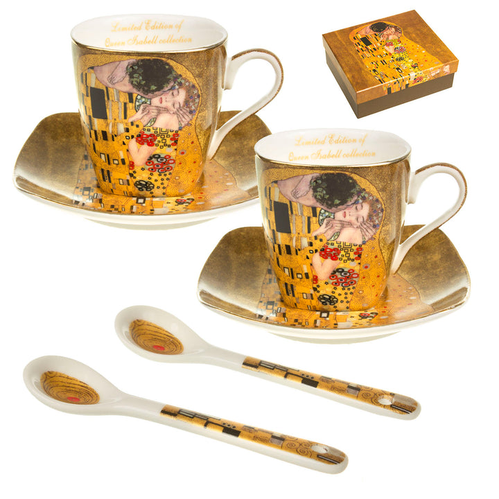 Service de tasses expresso en porcelaine Baiser Gustav Klimt