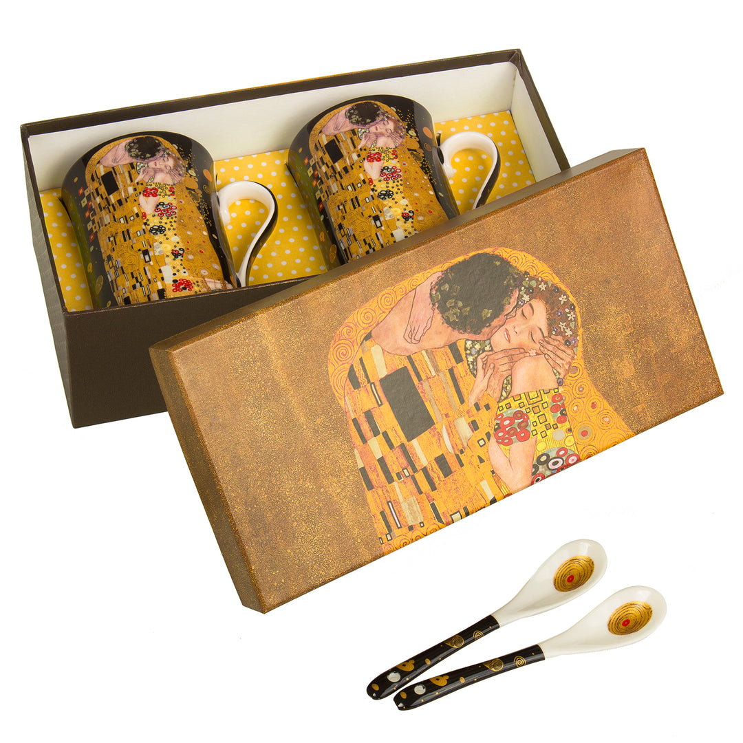 Coffret Tasses à café Baiser de Gustav Klimt câdeau Queen Isabell noir