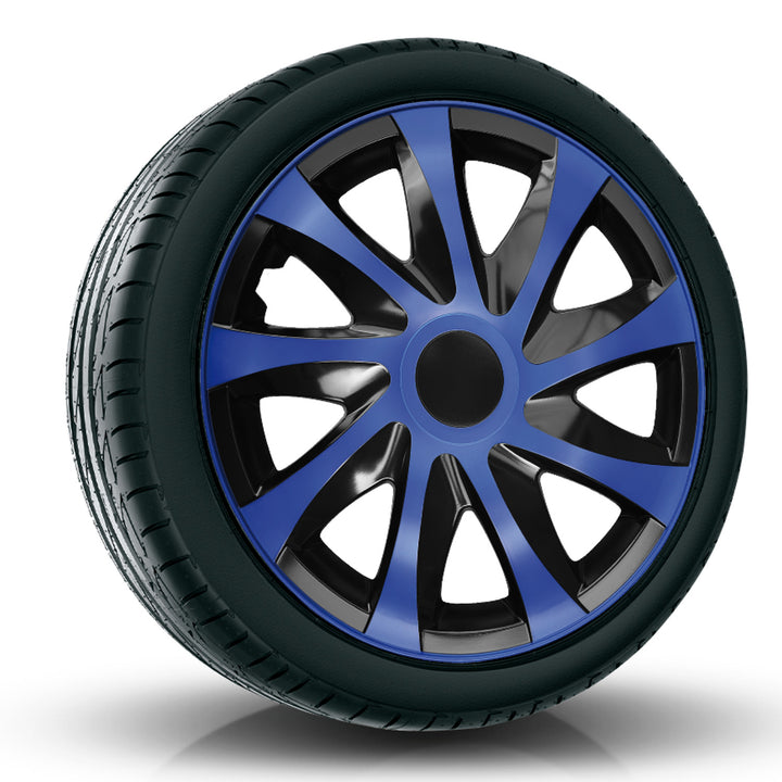 Jeu d'enjoliveurs DRACO 14" bleu/noir 4 pièces