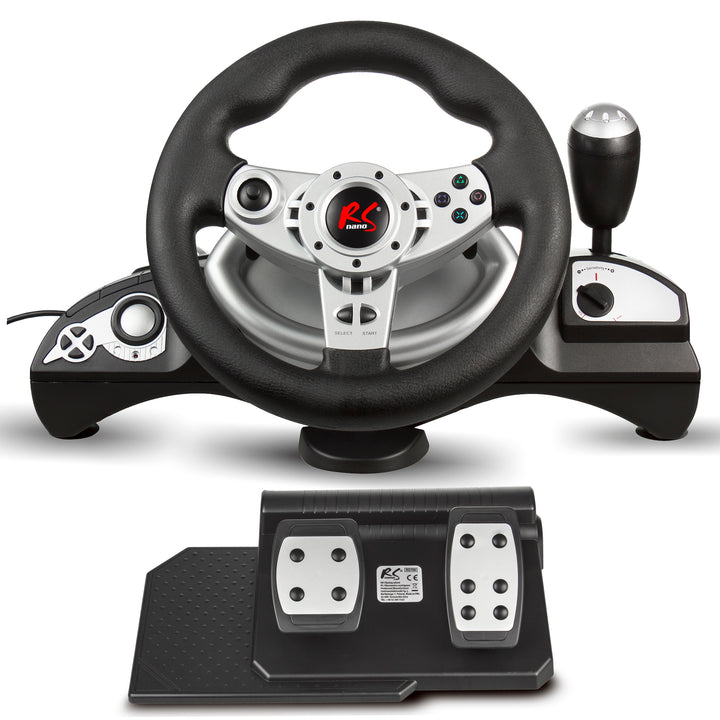 Volant de course de jeu NanoRS RS700 avec pédale 8en1 PS4/PS3/Xbox ONE/PC (X-Input/D-Input)/Android