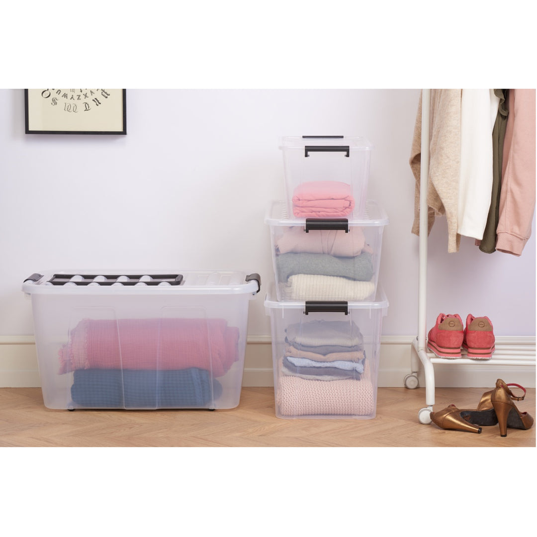 Boîte transparente 40L avec couvercle Plast Team Home Box