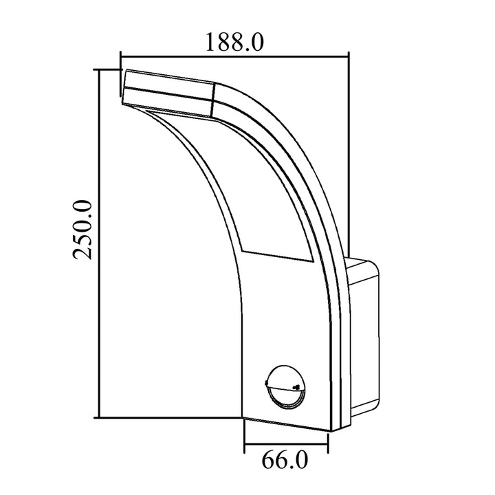 Lampe LED avec détecteur de mouvement PIR noir 10W IP54 750lm blanc neutre (4000K) Maclean MCE244 B