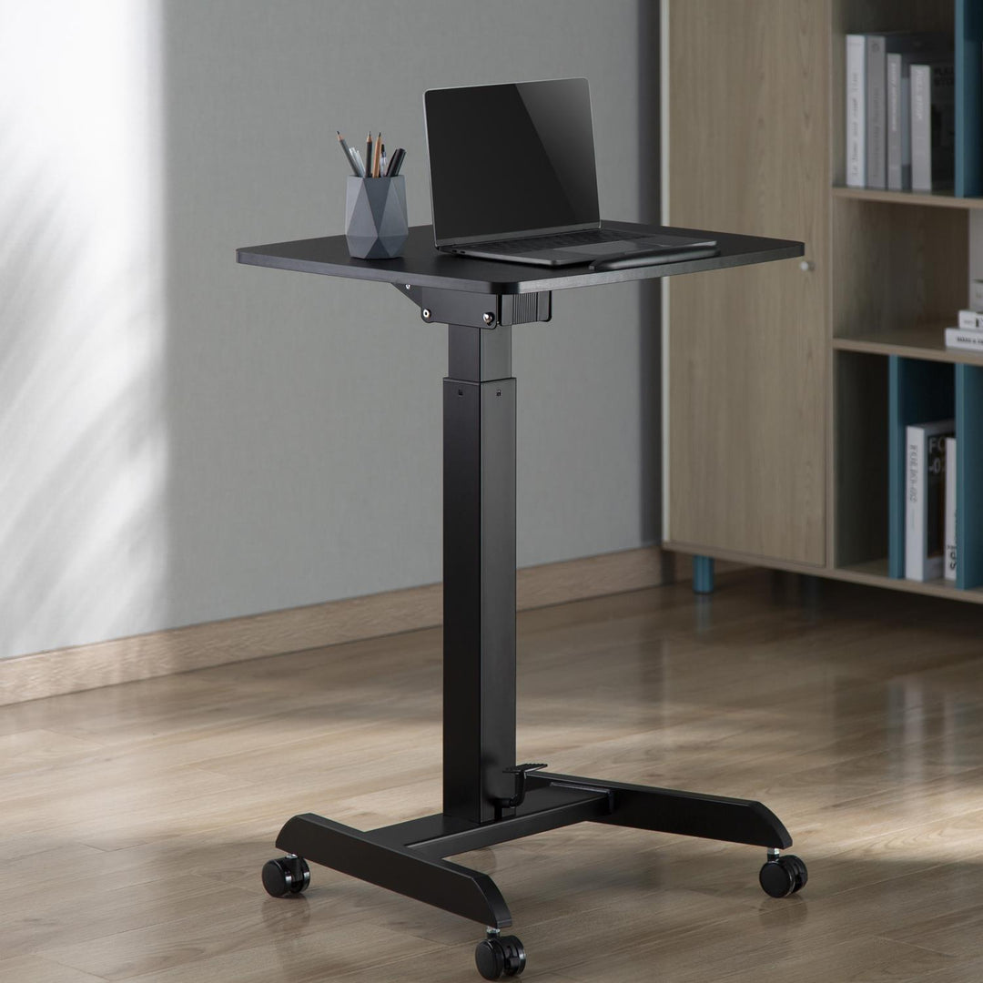 Table d'ordinateur portable réglable en hauteur avec roulettes Bureau assis-debout Réglable en hauteur jusqu'à max. 113cm Inclinable à 30 degrés Noir