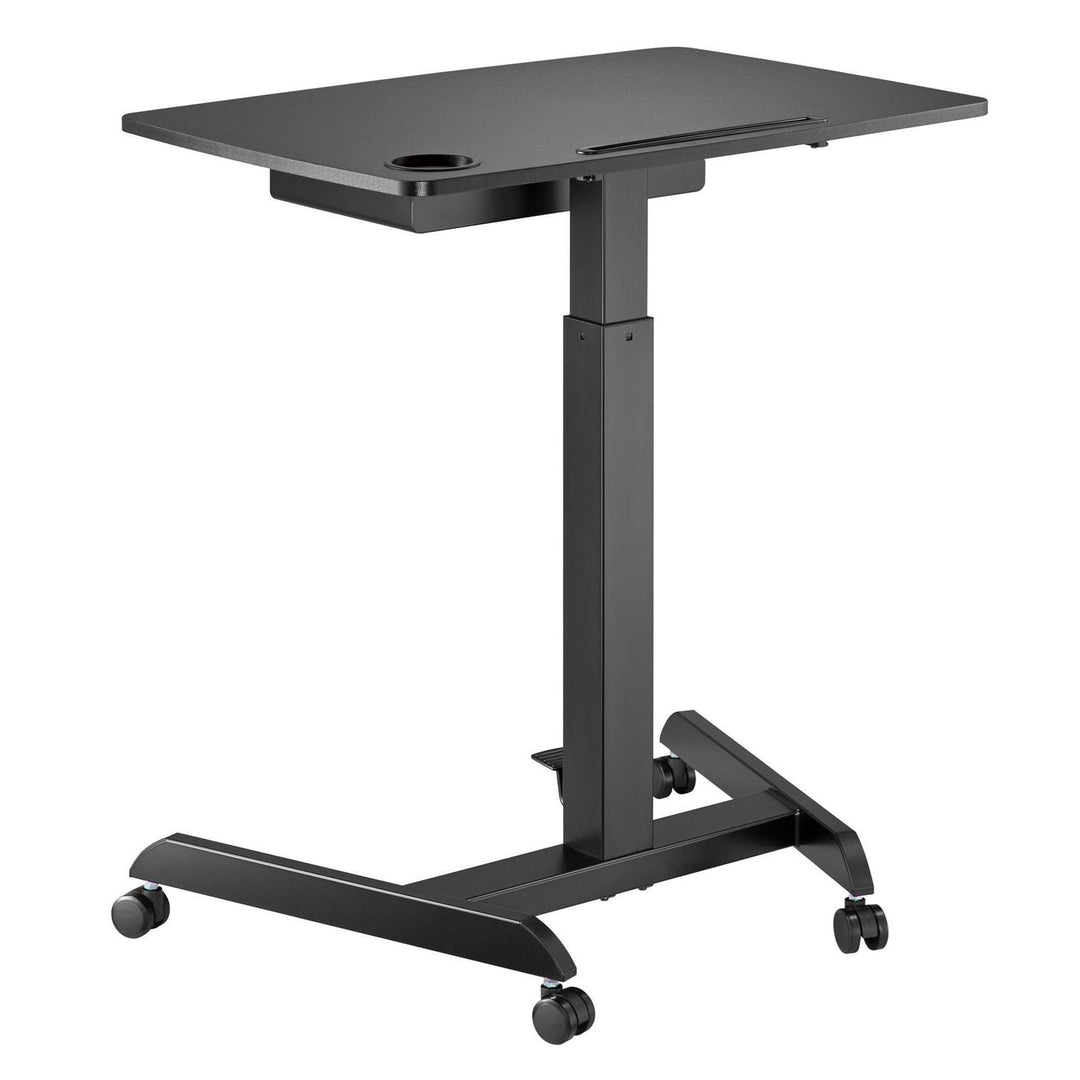 Table d'ordinateur portable à hauteur réglable avec roulettes et un tiroir Bureau assis-debout Réglable en hauteur jusqu'à 113cm max. 8kg (Noir)