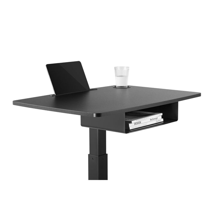 Table d'ordinateur portable à hauteur réglable avec roulettes et un tiroir Bureau assis-debout Réglable en hauteur jusqu'à 113cm max. 8kg (Noir)