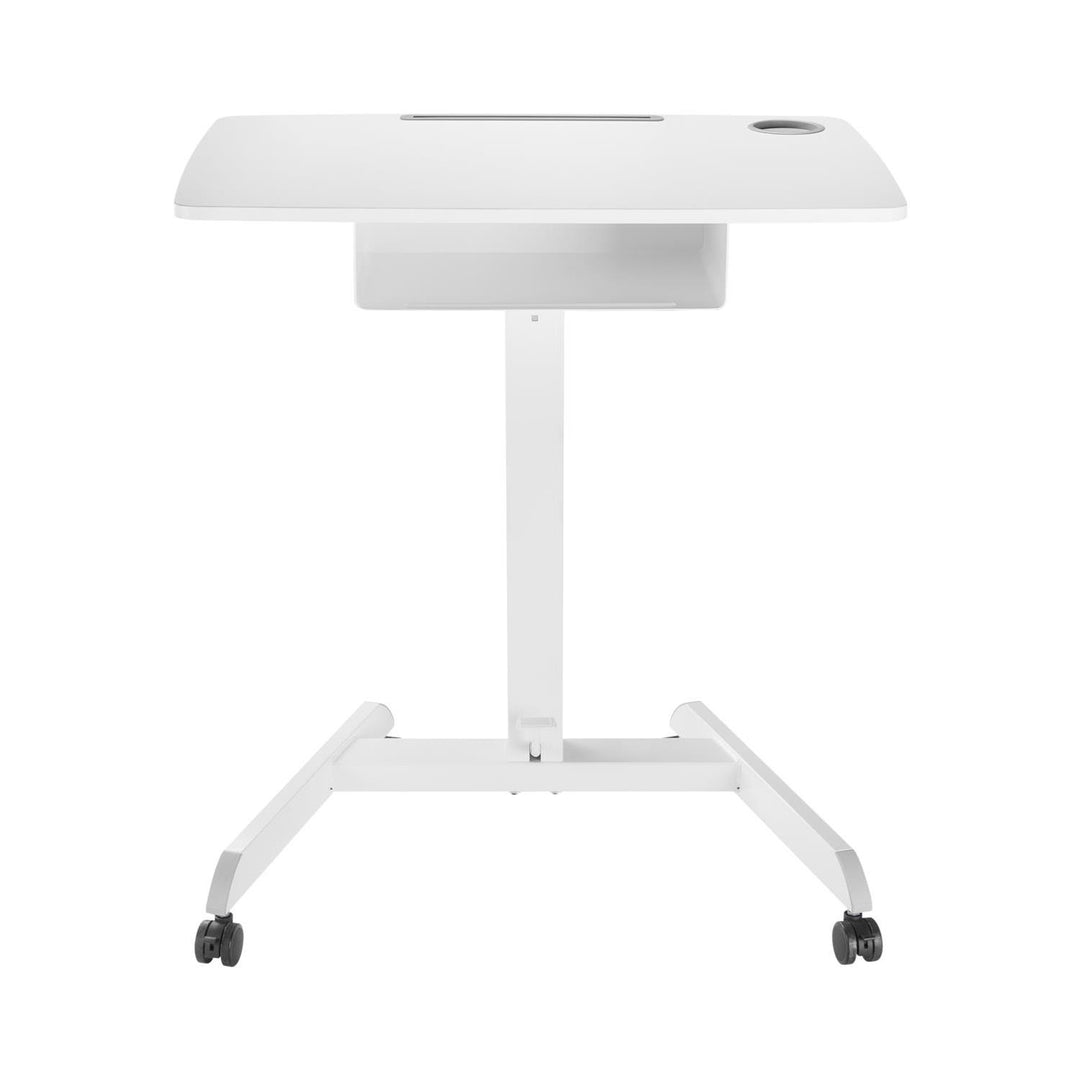 Table d'ordinateur portable à hauteur réglable avec roulettes et un tiroir Bureau assis-debout Réglable en hauteur jusqu'à 113cm max. 8kg (Blanc)