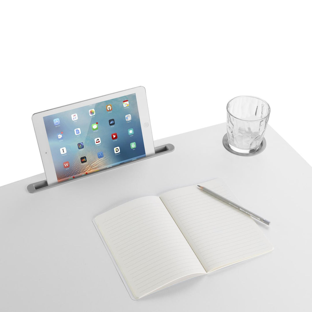Table d'ordinateur portable à hauteur réglable avec roulettes et un tiroir Bureau assis-debout Réglable en hauteur jusqu'à 113cm max. 8kg (Blanc)