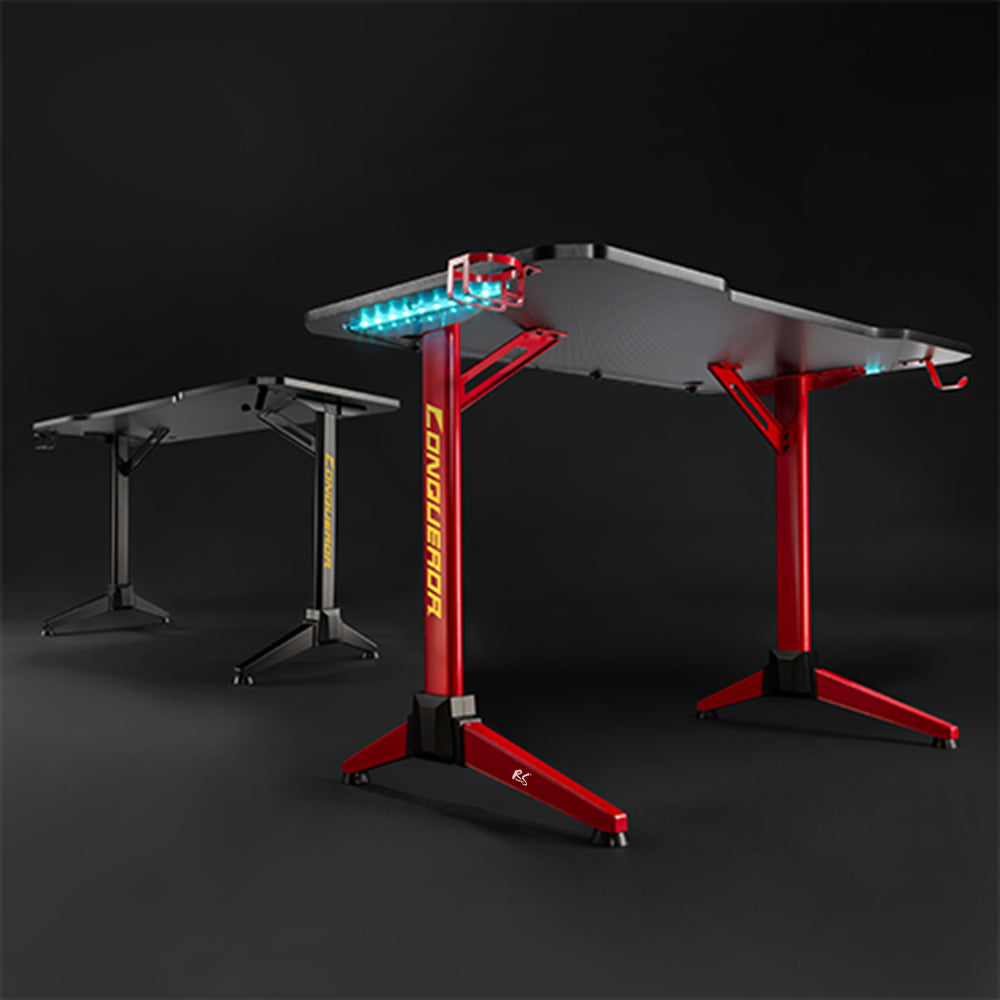 Bureau de jeu NanoRS noir et rouge 100kg max, 750mm de haut, rétro-éclairage LED RVB, RS701