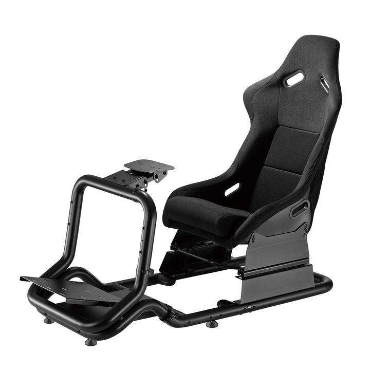 Simulateur de course Cockpit 3 en 1 Siège de jeu jusqu'à 130kg Support de levier de vitesse Support de volant Support TV jusqu'à 50" Max. Vesa 400x200 ...