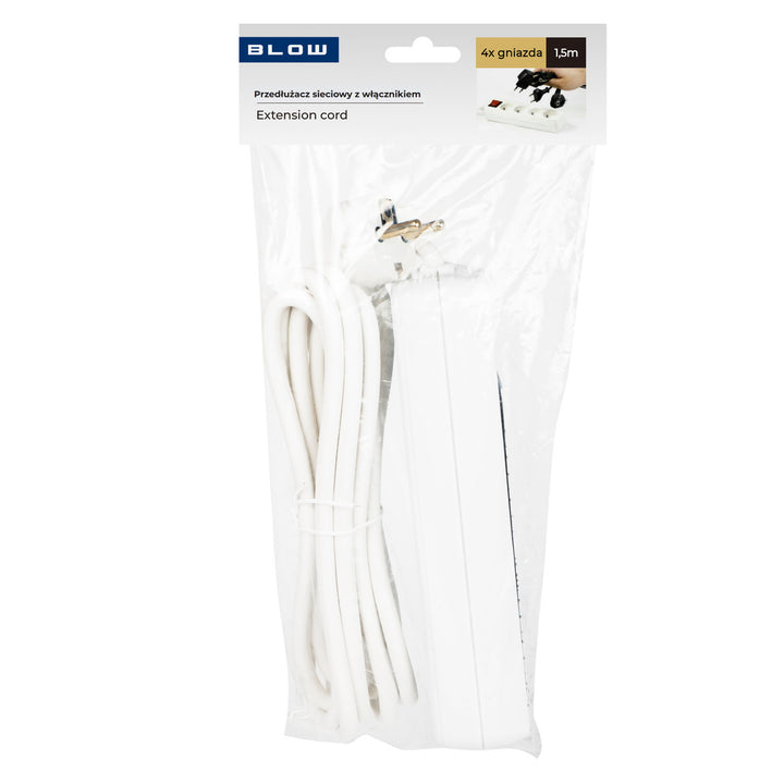 Rallonge avec 4 prises mises à la terre avec interrupteur 1.5m blanc PR-470wsp 3x1.5mm Blow
