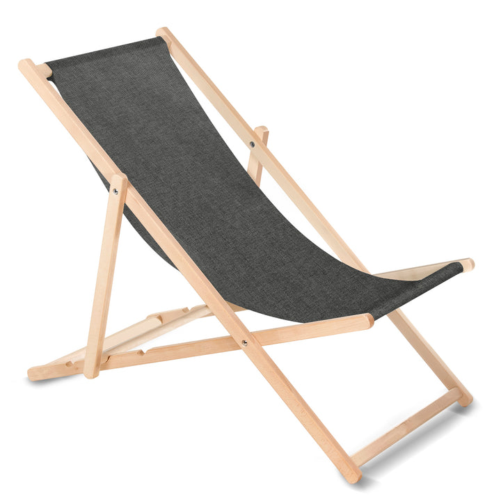 Chaise longue de jardin Transat en bois GreenBlue GB183M Melange noir