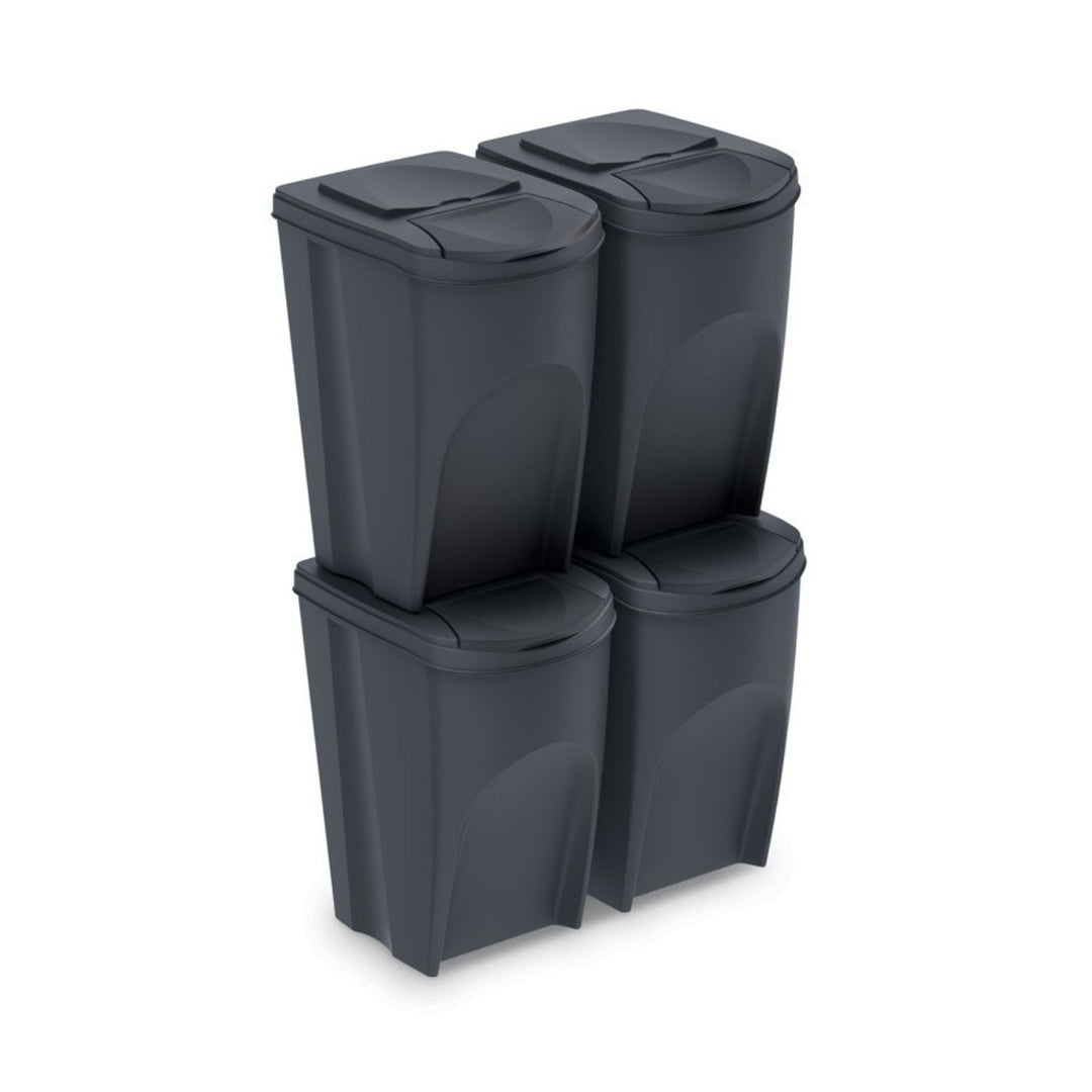 Ensemble Poubelle Tri des dechets Sortibox anthracite 4x35L