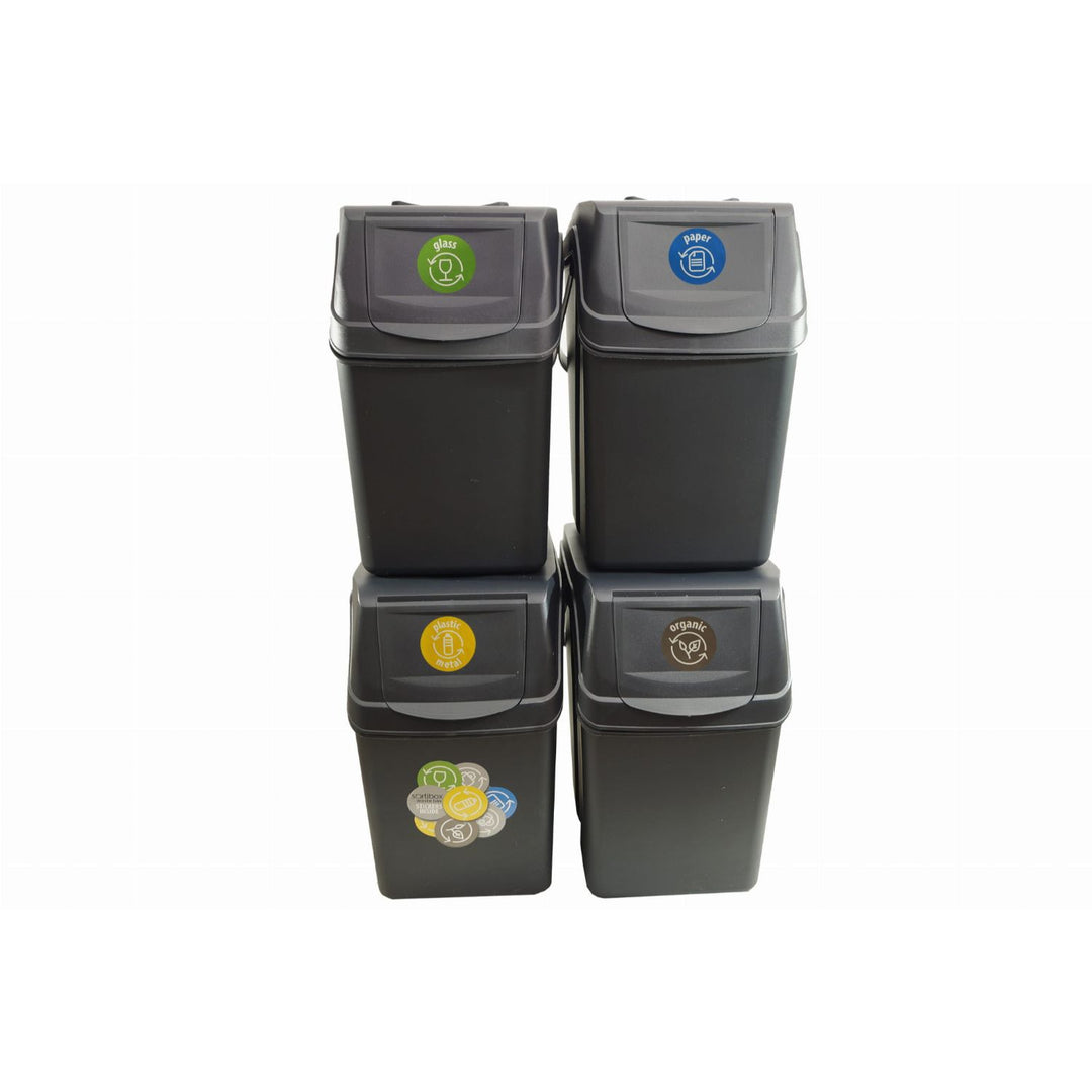 Ensemble de poubelle anthracite 4x25L Sortibox Prosperplast ISWB25S4-S433