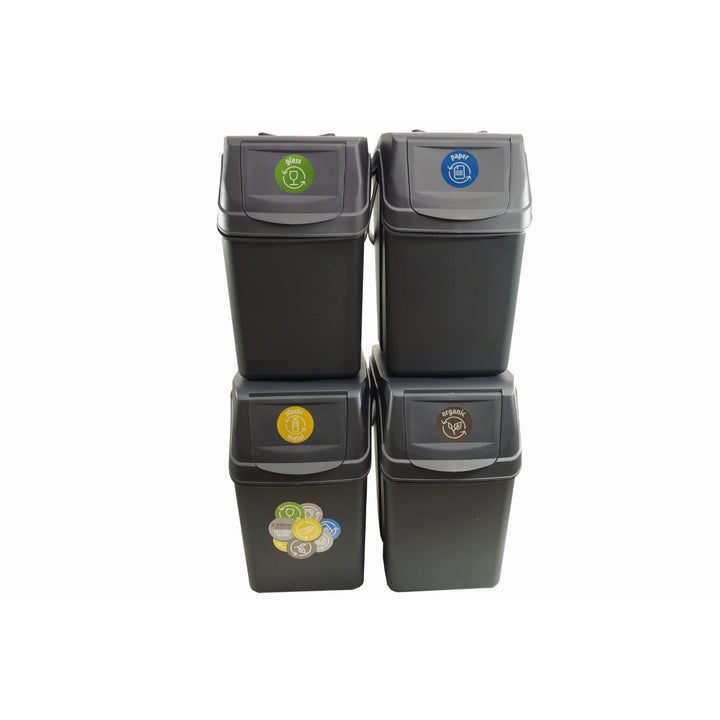 Ensemble de poubelle anthracite 4x25L Sortibox Prosperplast ISWB25S4-S433
