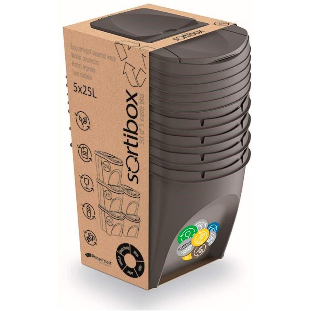 Ensemble Poubelles de tri 5x25 L gris IKWB25S5 Sortibox