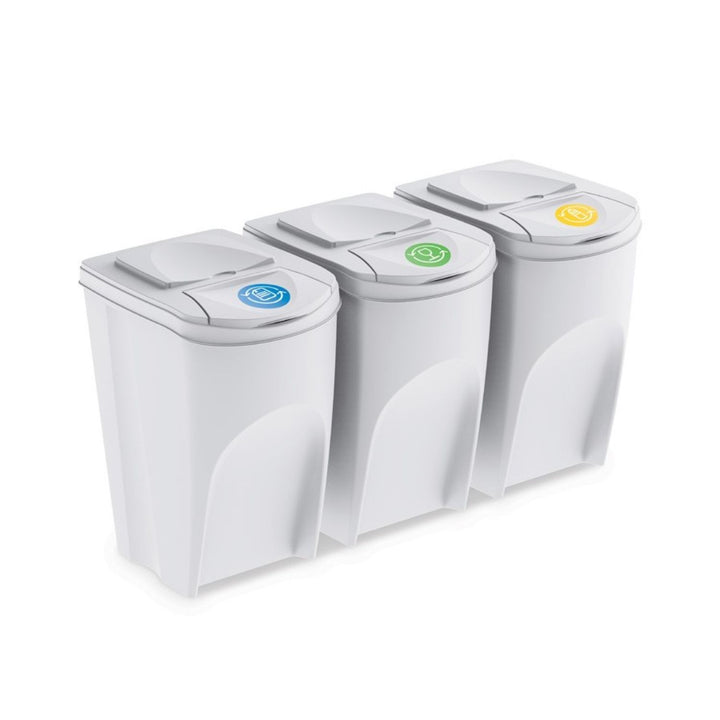 Ensemble de poubelles Tri des dechets 3x35L Sortibox en blanc