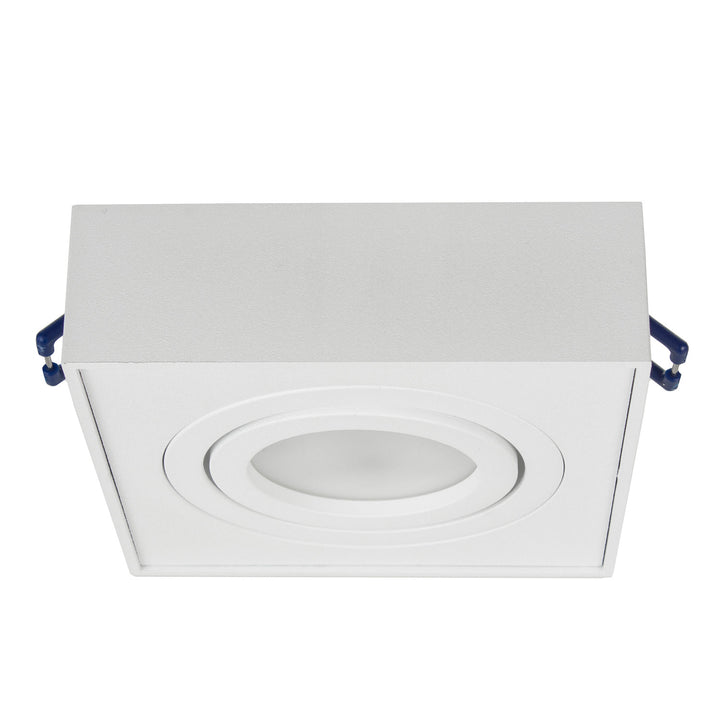 Maclean MCE464 W Plafonnier spot pour sources lumineuses MR16/GU10 blanc 94x94x32 mm carré alu