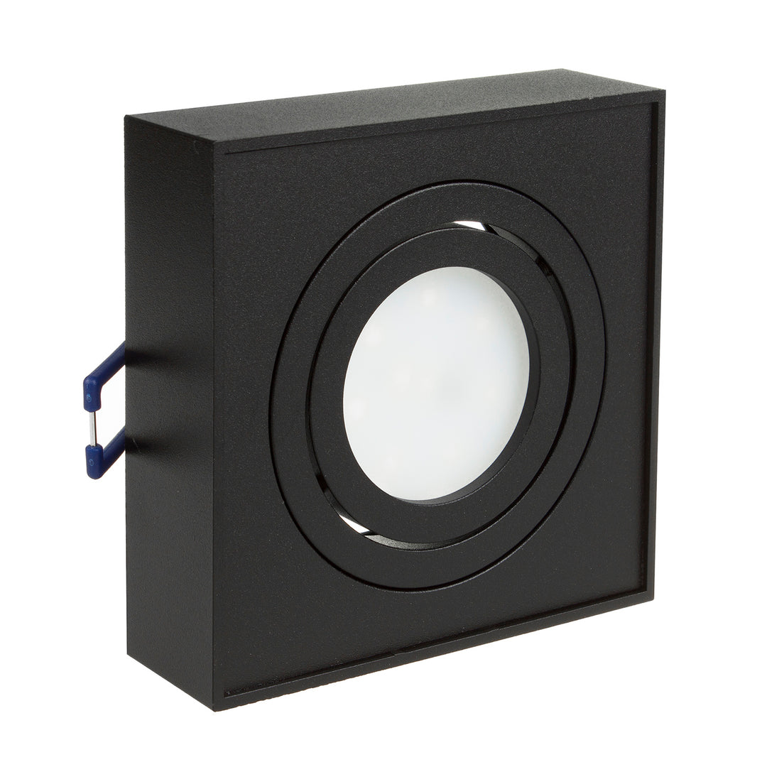 Maclean MCE464 B Plafonnier spot pour sources lumineuses MR16/GU10 noir 94x94x32 mm carré aluminium