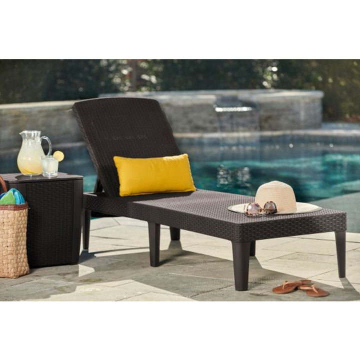 Chaise longue Transat bain de soleil Style Rotin Marron Keter
