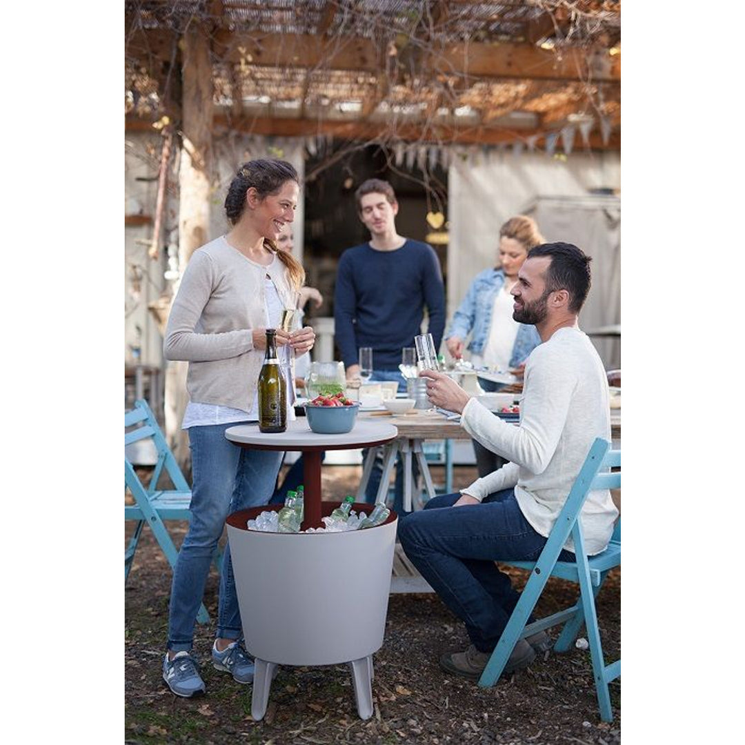 Table Bar de jardin Keter Cool Bar 3 en 1 réfrigérateur marron crème