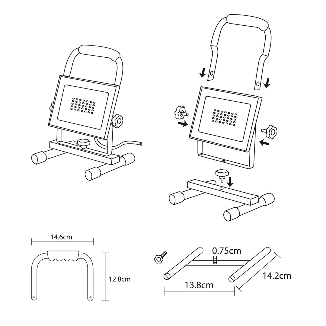 Support de sol pour projecteur à LED Maclean Trépied rotatif en acier (Pour MCE550 / MCE650)