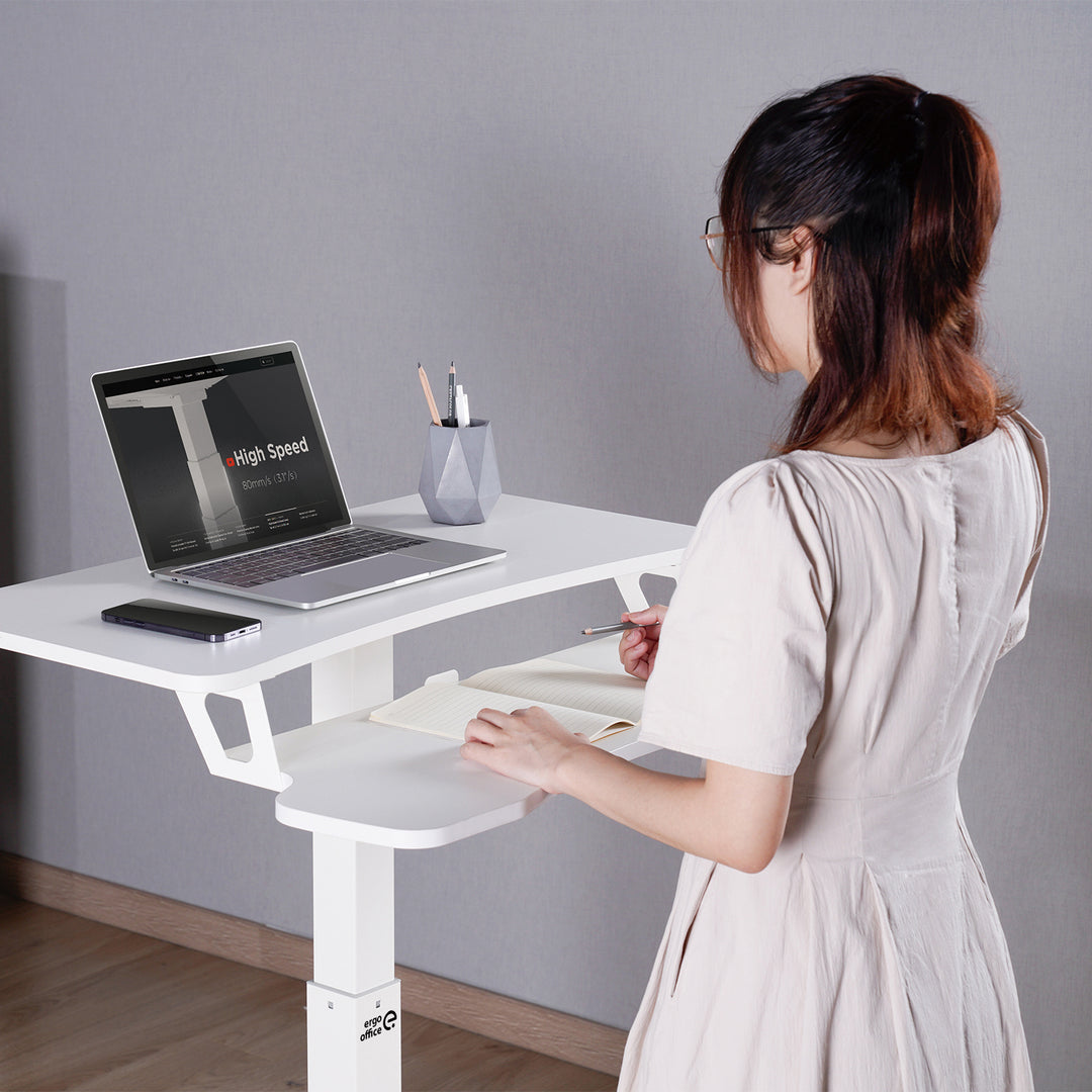 Poste de travail mobile avec réglage en hauteur et double plate-forme Ergo Office, pour le travail debout, blanc max. 8kg, hauteur max. 1200mm, ER-444 W