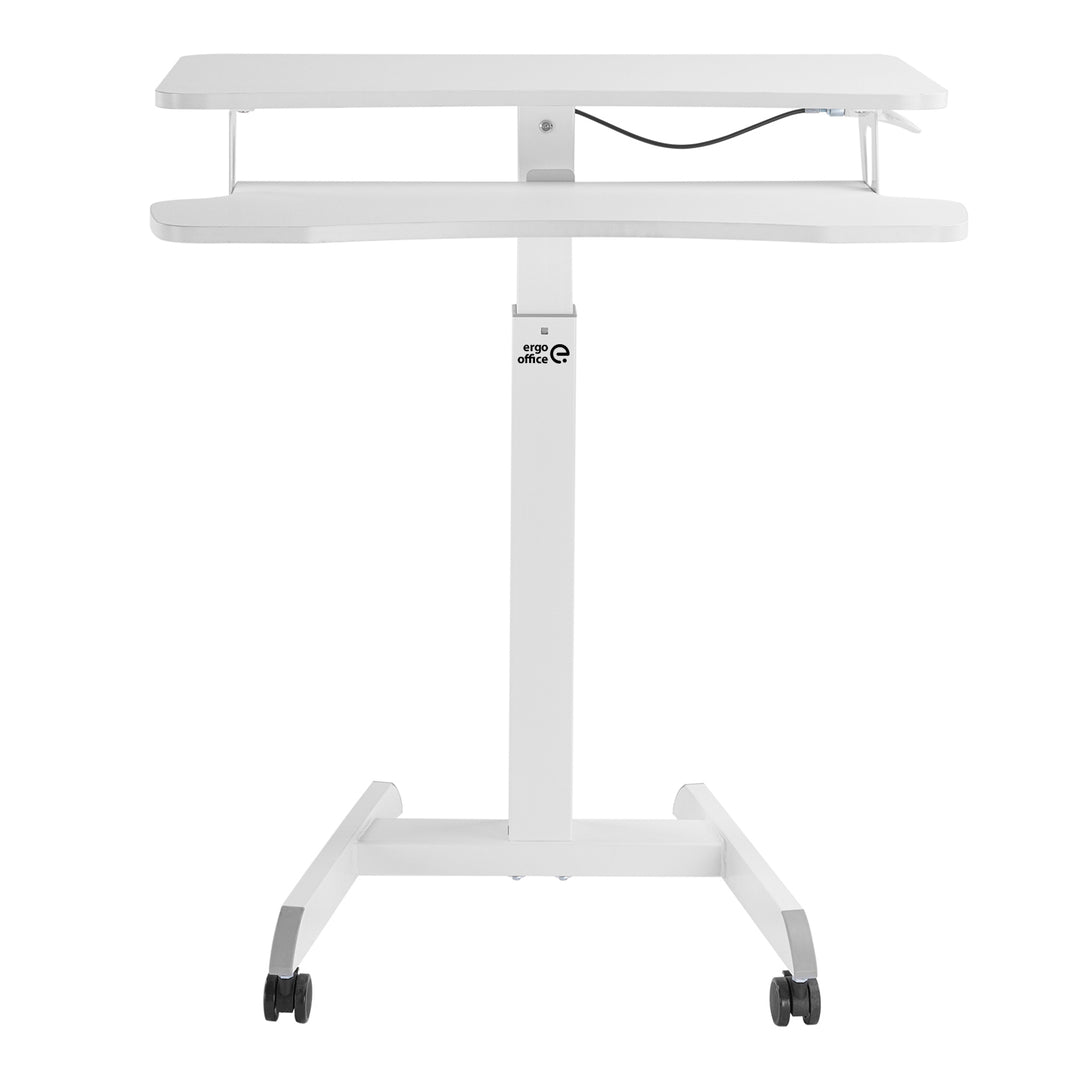 Poste de travail mobile avec réglage en hauteur et double plate-forme Ergo Office, pour le travail debout, blanc max. 8kg, hauteur max. 1200mm, ER-444 W