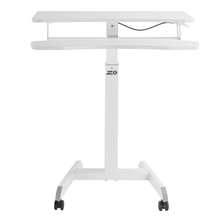 Poste de travail mobile avec réglage en hauteur et double plate-forme Ergo Office, pour le travail debout, blanc max. 8kg, hauteur max. 1200mm, ER-444 W