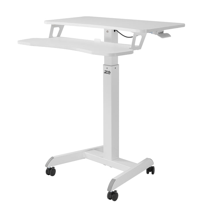 Poste de travail mobile avec réglage en hauteur et double plate-forme Ergo Office, pour le travail debout, blanc max. 8kg, hauteur max. 1200mm, ER-444 W