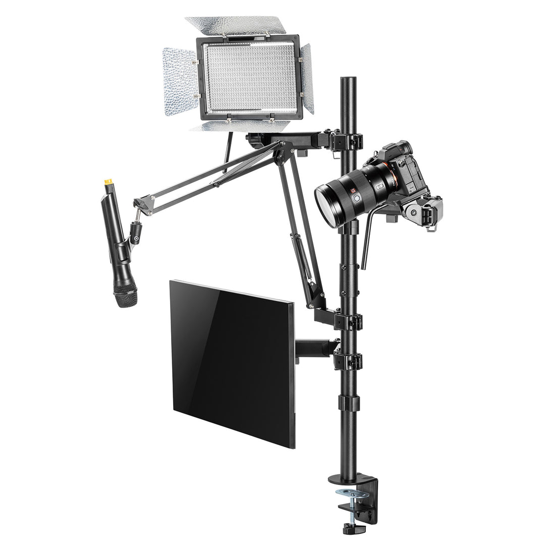 Studio tout-en-un Support de table professionnel pour écran 17-32", microphone, caméra et projecteur Support pour trépied de studioVESA 75x75 100x100