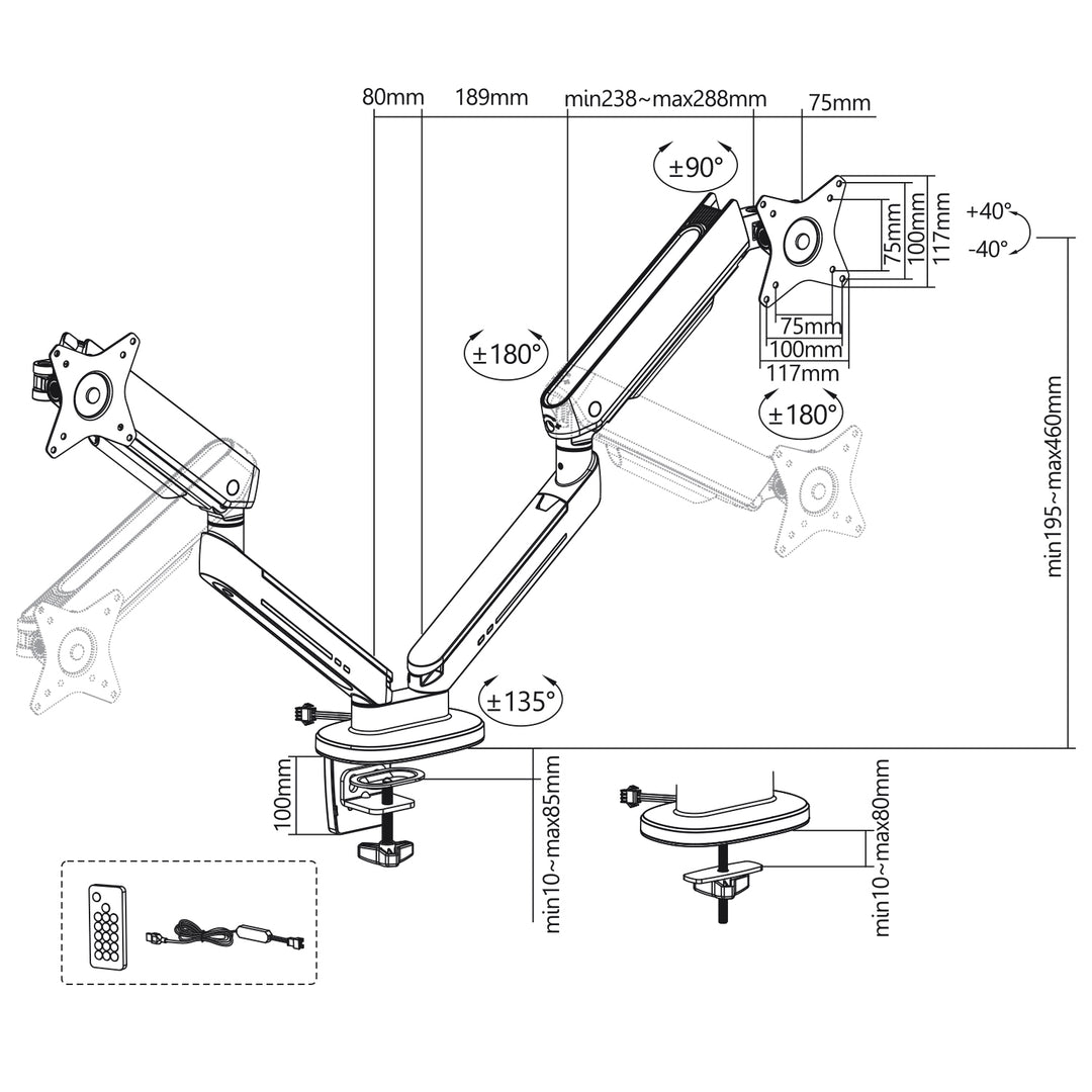 NanoRS RS166 Support de jeu rétroéclairage LED RVB 17-32, max. 9k, VESA 75x75 / 100x100