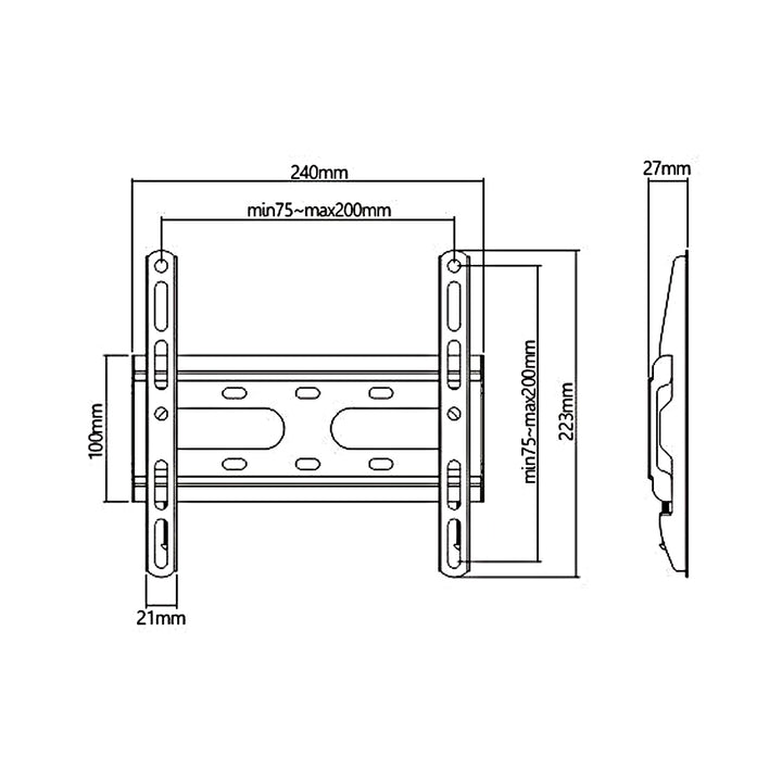 Support TV économique Maclean, VESA max 200x200, 23-42", 45kg, noir, MC-937