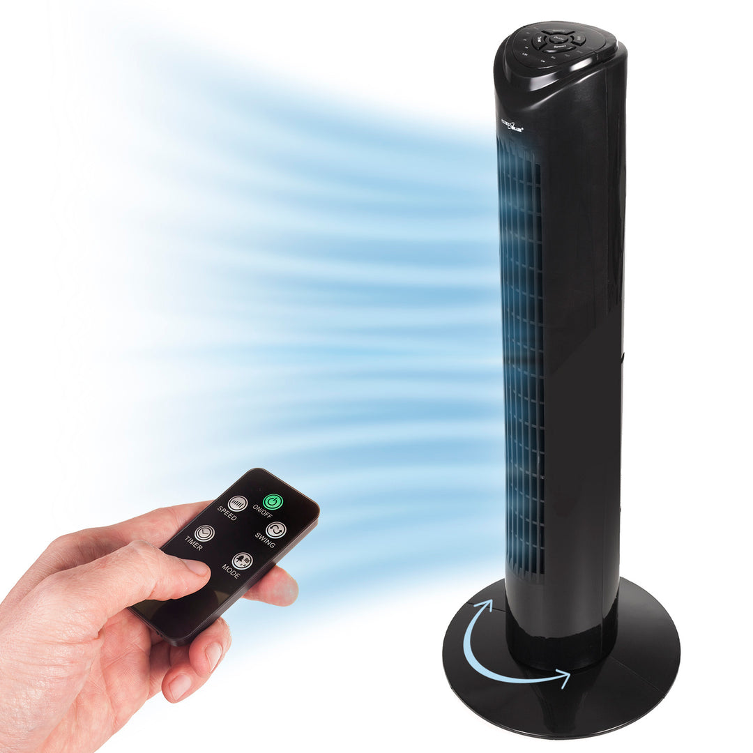 Green Blue GB645 Ventilateur colonne avec télécommande 3 modes 3 vitesses oscillation 80° 45W Minuterie Hauteur 82 cm