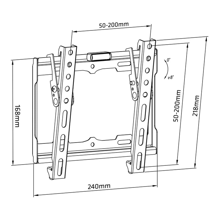 Support TV inclinable Maclean, VESA max 200x200, 13-42", jusqu'à 25kg, noir, MC-942